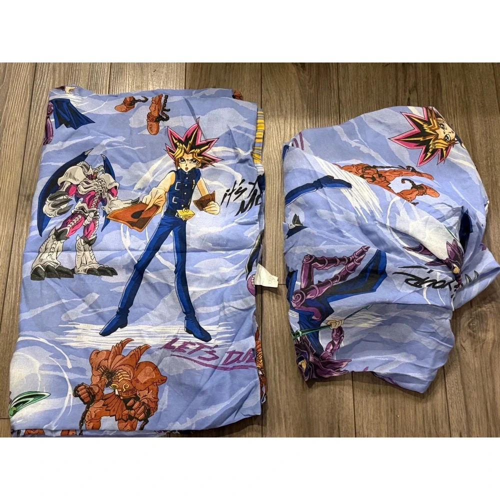 Vintage Yu-Gi-Oh Twin Sheets Yami Yugi Exodia Summoned Skull Blue Anime Y2K